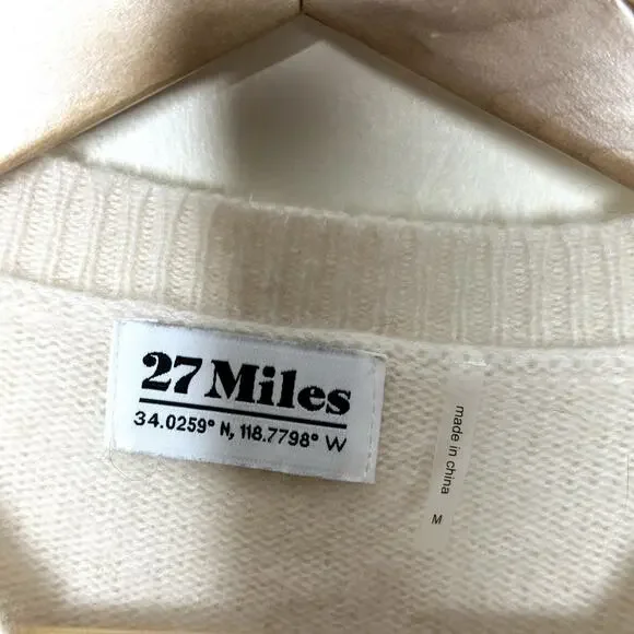 27 MILES MALIBU Alondra Cashmere Block Stripe Pullover Sweater In Brown {ZZ53}